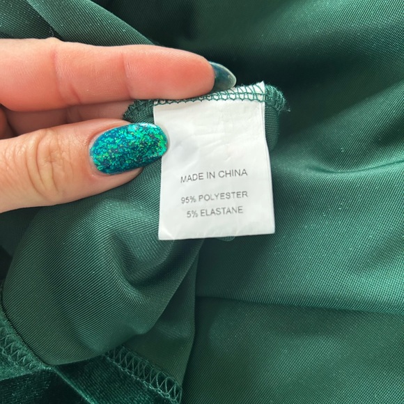 Emerald Green Velvet Wrap Dress - Picture 6 of 7